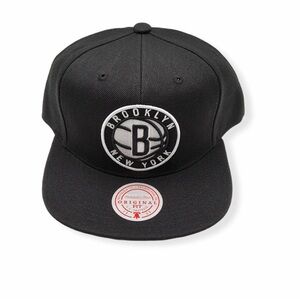New Mitchell and Ness Brooklyn Nets Snapback Hat BLACK Cap NBA